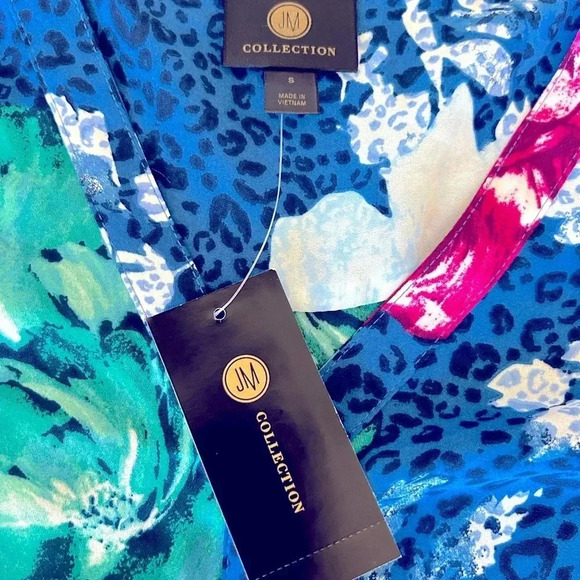 🌺💙NWT JM Collections by Macy’s Floral Printed Cuffed-Sleeve Blouse- size small - Picture 4 of 6